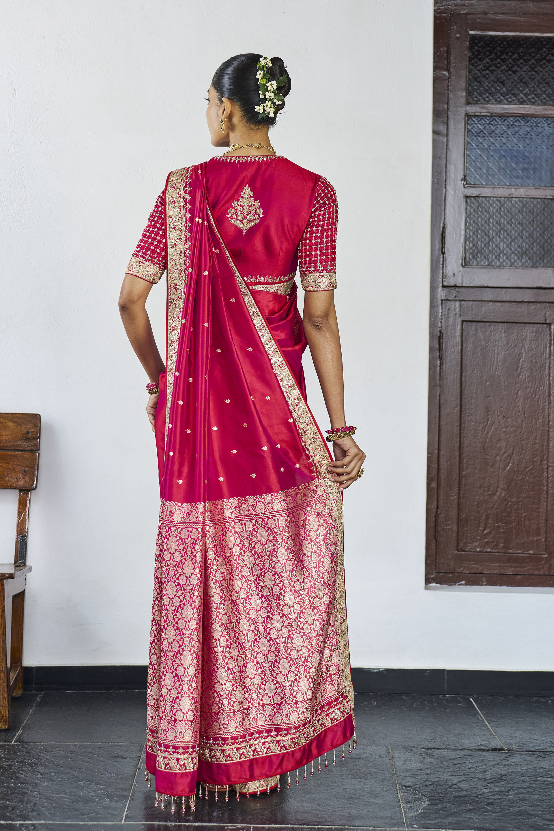 Manasu Benarasi Silk Saree - Pink